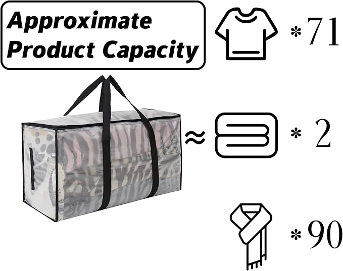 Heavy Duty 93L (24.5 Gallon) Stackable Storage Bins with Fully Openable Lids, Moving Bags Heavy Duty, Clear Plastic Totes for Moving Storage, Home Organization, Closet, Dorm Room 12 pack