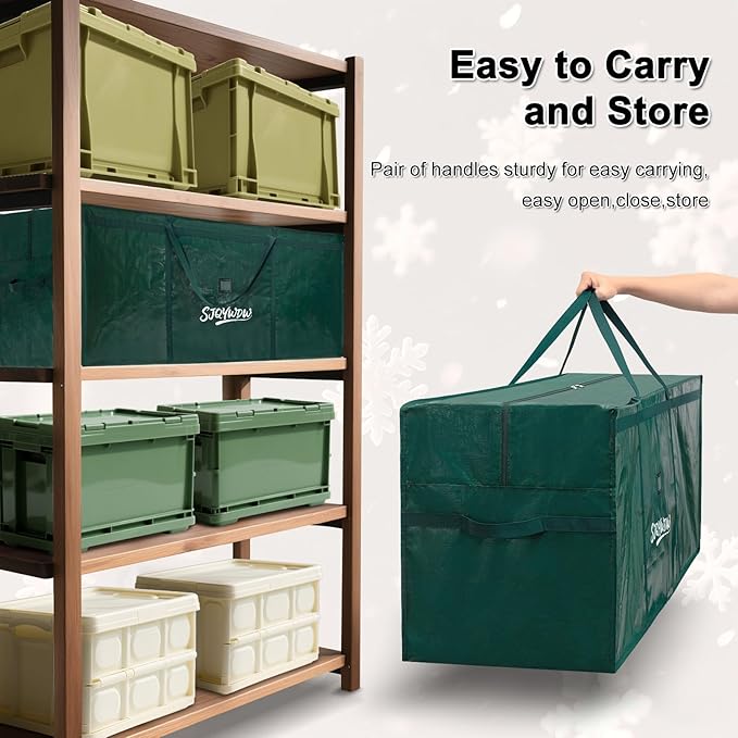 Small Christmas Tree Storage Bag 4ft/5ft – Heavy Duty Reusable Tree Storage Bag with Reinforced Handles, Thickened PE Material Moisture-resistant Tearproof for Short Holiday Trees (Green)