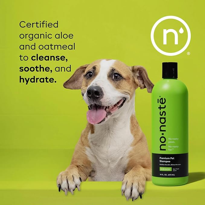 Nonaste Premium Dog Shampoo and Pet Stain & Odor Eliminator Spray (16 Oz, Pack of 2) – USDA Certified Organic Aloe & Oatmeal Dog Shampoo, and Enzyme Cleaner Stain Remover | Dog Wash, Light Fresh Scent