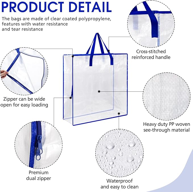 8 Pcs Clear Wreath Storage Bags 26 Inch Christmas Decoration Garland Container Door Garland Holiday Wreath Storage Holder with Handle and Zipper Heavy Duty Plastic Packing Totes(Blue)