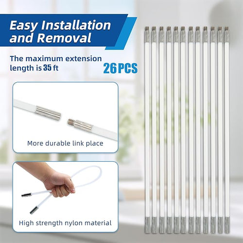 35 Feet Dryer Vent Cleaning Brush Kit, Multi-Scene Durability Chimney Brushes with Flexible Nylon Rod and Glove, Multi-Purpose lint Cleaning Brush for Drill, fireplaces, Ventilation ducts