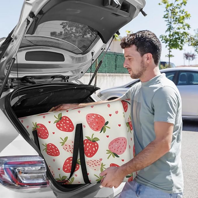Extra Large Storage Bag with Zipper 54 Gallon Moving Bags Heavy Duty Christmas Tree Storage Bag Packing Bags for Moving, Storage Totes Duffle Bag Waterproof Containers for Organizing (Strawberries)
