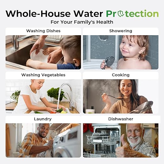 iSpring WGB31B-KSNC Whole House Water Filter System, SGS-Tested to Remove up to 94.4% of Chloramine, 3-Stage Filtration Reduces Heavy Metals, Lead, Chlorine, Sediment, VOC, 10” x 4.5” Filters