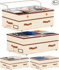 Dolicer 4 Pack Under Bed Storage with Wheels, 6in-10in Height Adjustable Underbed Storage Containers, 92L XXXL Under Bed Drawers Rolling Bin with Clear Lids for Dorm Shoes Clothes Organizers(Beige)