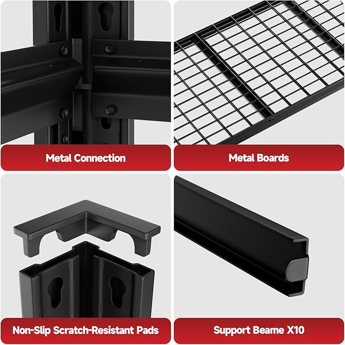 cynnda 5-Tier 60”W x 24”D x 78”H Garage Shelving Adjustable Metal Storage Shelves 3000LBS Garage Shelving Heavy Duty Utility Shelf Unit Storage Racks for Warehouse(Black)