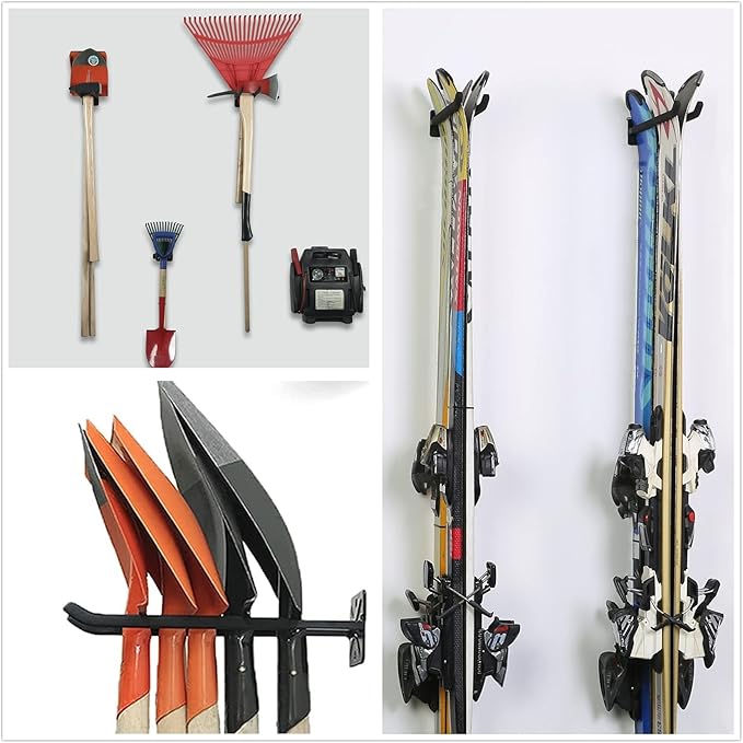 TORACK 4 Pack Garage Storage System Hooks, Heavy Duty Wall Mount Tool Organizer, Chair Hanger Garage Storage Utility Hooks for Car Tires, Ladders, Chairs, Strollers, Power Tools, Garden Tools