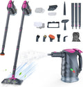 ScrubWiz 10-in-1 Steam Cleaner, Steam Mop & Detachable Handheld Steam Cleaner, 320ml Water Tank, 10s Fast Heating, Portable Steamer for Kitchen, Floor, Tiles, Home, BBQ, Ergonomic Handle, Mid Gray