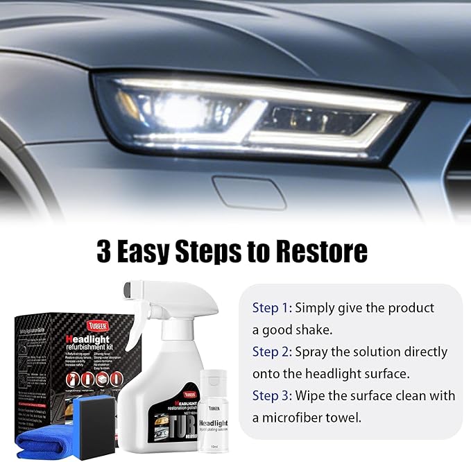 FJHAYRW Headlight Restoration Kit,Instant Oxidation, Yellowing & Cloudy Removal Car Headlamp Cleaner,Includes Headlight Coating and Cleaning Solution - 4 Count (1 Pack)
