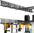 CRXCRC Garden Tool Organizer Wall Mount, 48inch Heavy Duty Garden Tool organizer Storage System, Easy Install With 7 Adjustable Hooks, For Garage, Basement, Shed, Workshop(Black)
