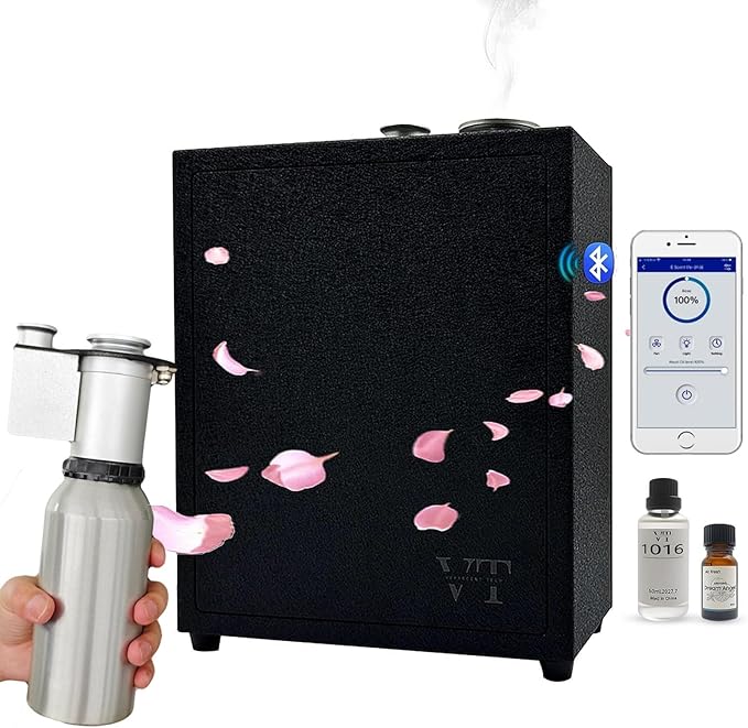 Heavy Duty Alloy Whole House Scent Diffuser and 4OZ Essential Oil for 4000 Sq. Ft Home Large Room Office Hotel Villa, Waterless Aroma Oil Diffuser, HVAC System Air Freshener Machine with App Control ﻿