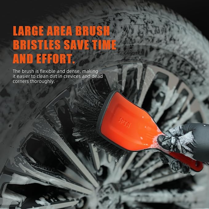 Wheel Face Brush,2Pcs Wheel Brush, Carpet Cleaning Brush,Stiff Synthetic Bristles,Ergonomic Design Handle, Scrub Brush for Floor Mats,Car Wheel Hub Cleaning,Car Interior,Home Soft Flagged-Tip Bristles