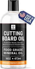 Mevell Food Grade Mineral Oil for Wood Cutting Board - 16oz, Food Safe USP Certified Cutting Board Oil & Butcher Block Conditioner for Bamboo Boards, Marble, Soapstone, Stainless Steel, Made in USA