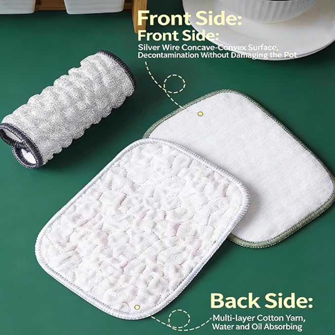 Multipurpose Wire Dishwashing Rags for Wet and Dry, Reusable Wire Miracle Cleaning Cloths, Stainless Steel Wire Cleaning Cloth Dish Rags, Silver Mesh Dishcloth, for Pots,Pans,Sinks (20pc)
