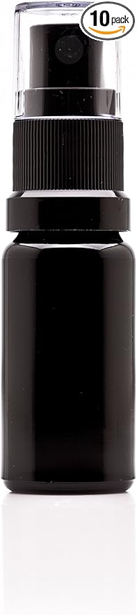 Infinity Jars 10 Ml (.34 fl oz) Black Ultraviolet Glass Fine Mist Spray Bottle Cleaning Products Refillable Containers Homemade Perfume Blends Room, Sprays Bath Beauty Hair, Screw Top Bottles 10-Pack