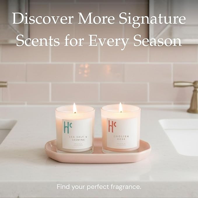 Sea Salt & Jasmine Single Wick Soy Candles, Luxury Scented Candles for Home - Up to 60 Hour Burn Time, Cruelty-Free Soy Wax Blend - Beach Fragrance, Notes of Jasmine & Sea Salt (9 oz)