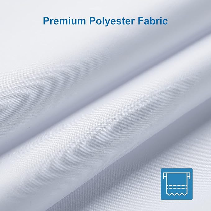 Amazer Small Stall Shower Curtain Liner Washable, 48x72 Inches, Fabric Shower Liner with 2 Bottom Stones, Narrow Waterproof RV Shower Curtain Liner, 8 Grommet Holes, Hotel Quality, White