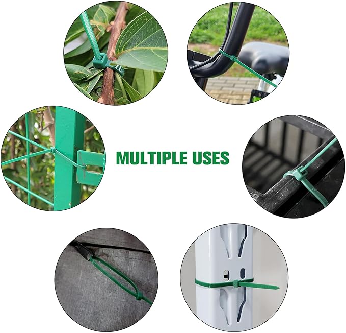 Zip Ties Assorted Sizes 4+6+8+10+12-Inch,600PCS Green Zip Ties,Multi-Purpose Self-Locking Nylon Cable Tie,Wire Tie Perfect for Home,Garden Trellis,Office,Garage and Workshop.