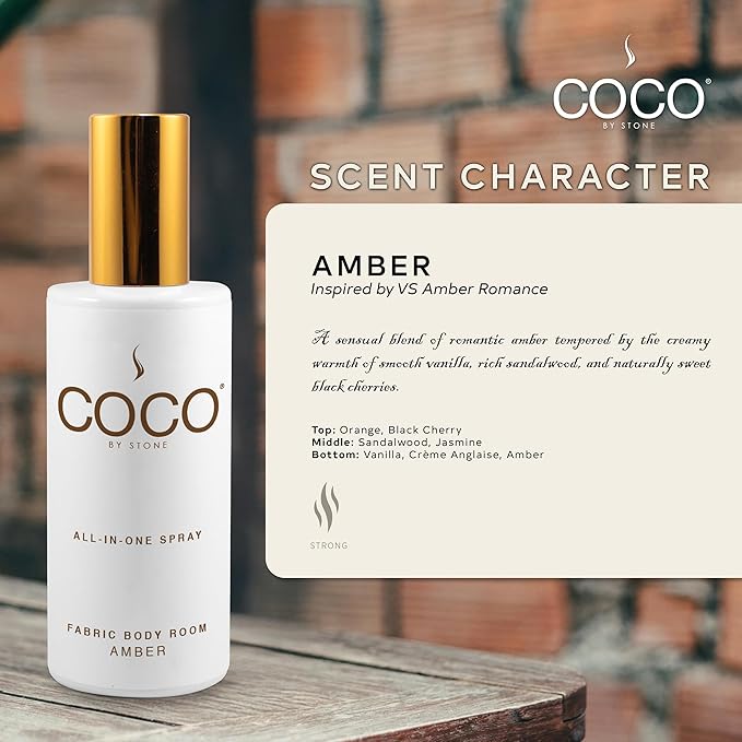 COCO by Stone 5oz All-in-One Spray (Baies) Shake & Spray Formula for Fabric, Pillows, Interiors, Clothing, Home Fragrance Accessories, Room Perfume, Room Deodorizer, Vegan & Cruelty-Free
