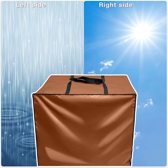 Patelai 4 Pcs Outdoor Patio Cushion Cover Storage Bag 32 x 32 x 24'' 105 Gallon Waterproof Thickened Oxford Camping Moving Bag with Zipper for Xmas Tree Ornament Furniture Pillow Packing (Brown)
