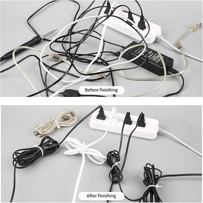 Cable Zip Ties,600 Piece Self-Locking Nylon Cable Ties,Assorted Sizes 4+6+8+10+12-Inch,Multi-Purpose Wire Management Plastic Ties,Perfect for Home,Garden,Office,Travel and Workshop.White