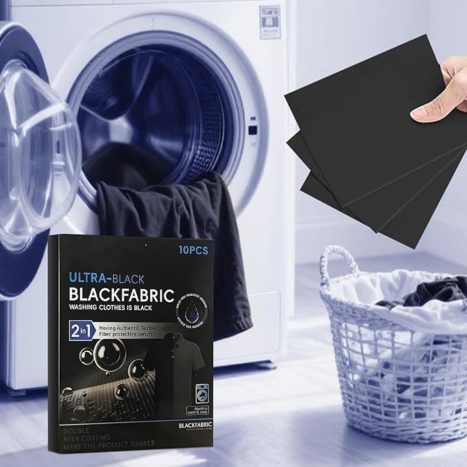 Black Clothing Color Restorer Sheet, with Quick-Absorb Design, 10pieces, Gentle On All Fabrics, Laundry Color Catcher, Easy to Use, for Cotton, T-Shirts, Jeans, Sweaters, and Even Shoes