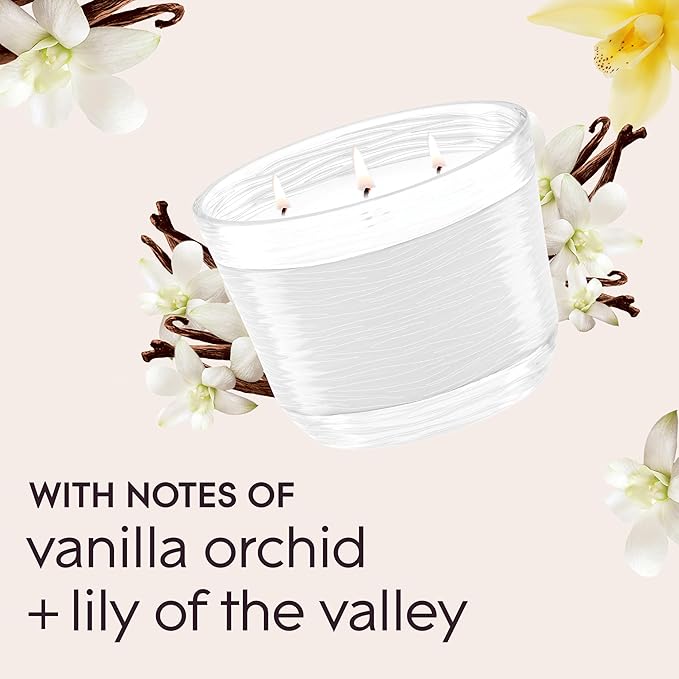 Glade Sheer Vanilla Embrace, Fragrance Candle Infused with Essential Oils, Air Freshener Candle, 3-Wick Candle, 6.8 Oz, 3 Count