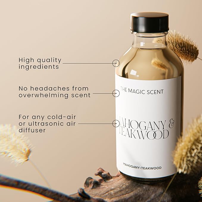 The Magic Scent Mahogany & Teakwood Diffuser Oil - Hotel & Home Luxury Scents Inspired by Abercrombie & Fitch - Diffuser Oil Scents for Home Designed for Use in All Diffusers - 4 fl oz, 120 mL