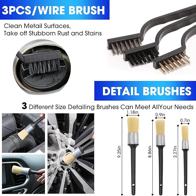 Viewsun Car Cleaning Kit, 17PCS Car Interior Detailing Kit with Gray High Power Handheld Vacuum, Detailing Brush Set, Windshield Cleaner, Cleaning Gel, Complete Auto Accessories for Men, Women