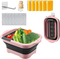 Collapsible Dish Basin & Wash Basin – 11L(2.91 Gal) Portable Sink with Drain Plug, Foldable Kitchen/Camping Sink for Dishwashing, Vegetable, RV, Camping & Outdoor Use (PINK)