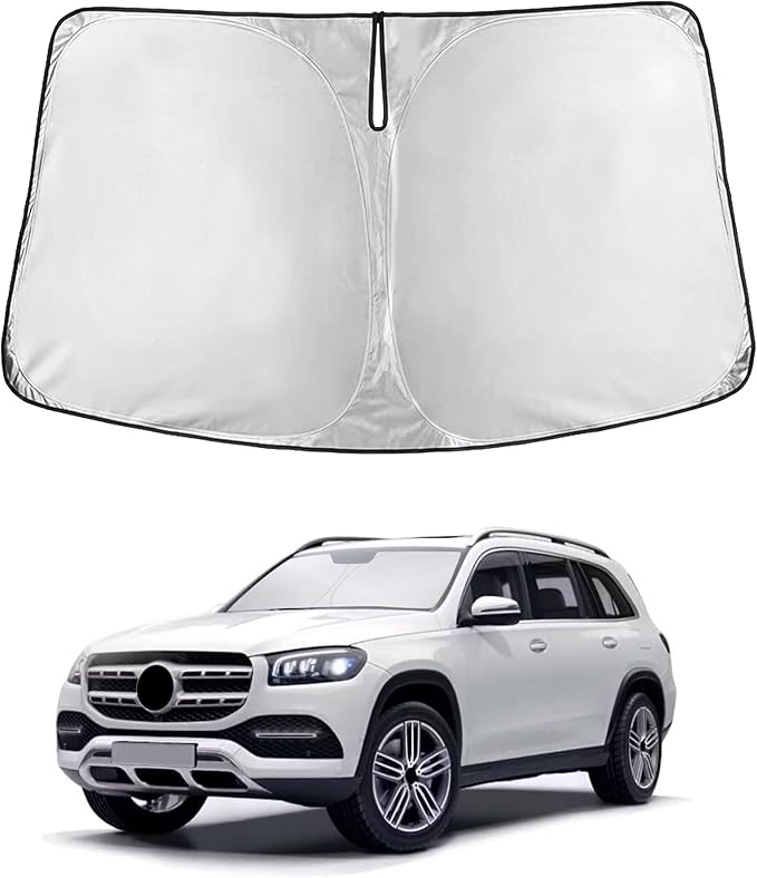 EcoNour Windshield Sunshade for Mercedes-Benz GLS 2020–2026 | Custom Fit Front Window Sun Shade | Blocks Harmful UV Rays & Reduces Heat | Foldable Sun Visor with Storage Pouch