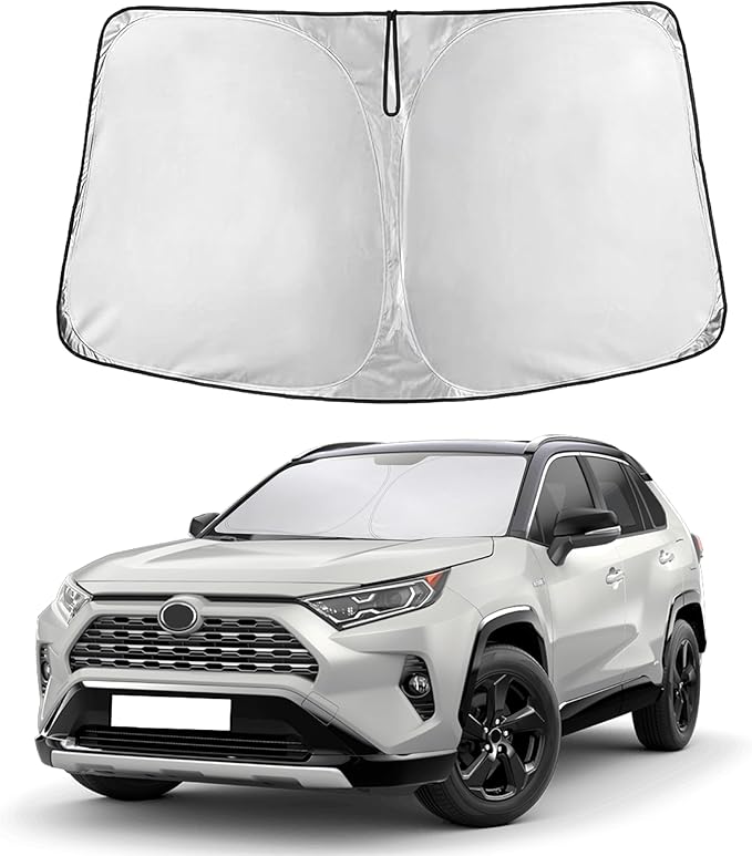 EcoNour Windshield Sun Shade Compatible for Toyota RAV4 2019–2024 2025 2026 | SUV Front Window Sunshade | Foldable 4-Layer Sun Visor Protector | UV & Heat Blocking | Keeps Your RAV4 Cool & Protected