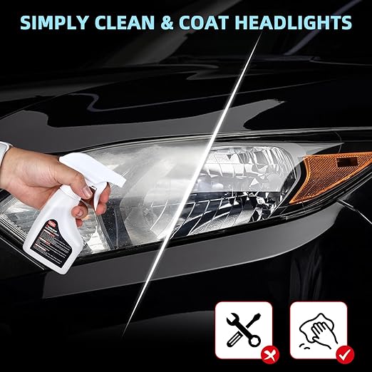 Headlight Restoration Kit - Restores Yellowed, Oxidized & Hazy Headlights to Crystal-Clear Clarity | Advanced UV Protection Sealant | No Power Tools Required, All-in-One DIY Kit for Safer Driving