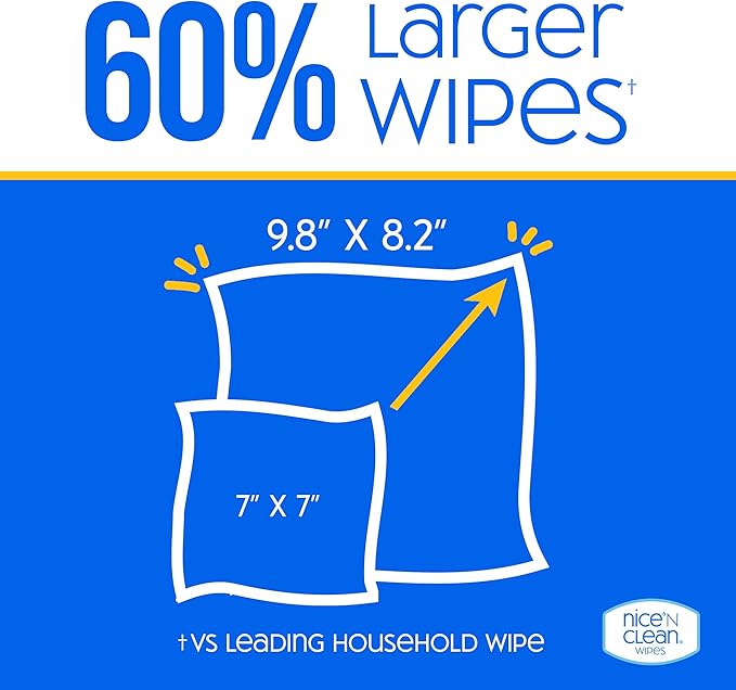 Nice 'N Clean Disinfecting Surface Wipes 72ct | Cleans & Disinfects Home & Kitchen Surfaces | Lemon Scent