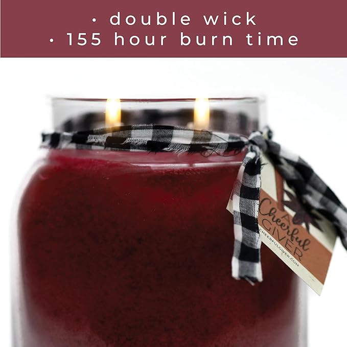 A Cheerful Giver - Cranberry Orange - 34oz Papa Scented Candle Jar with Lid - Keepers of the Light - 155 Hours of Burn Time, Gift for Women, Red