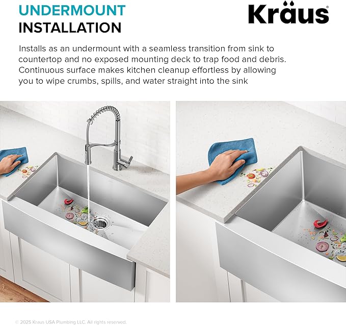 KRAUS Standart Pro 30-Inch Apron Front Farmhouse 16-Gauge Single Bowl Stainless Steel Kitchen Sink, KHF200-30