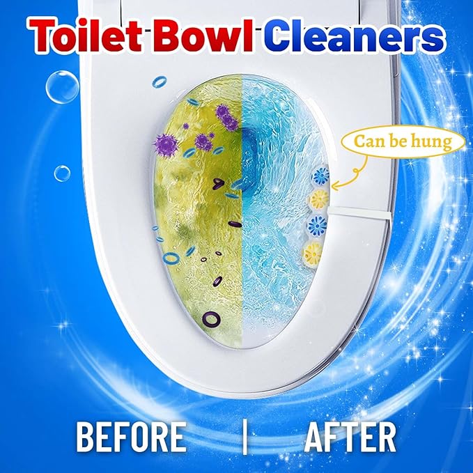 STRN Toilet Bowl Cleaners Rim Hanger, Toilet Bowl Cleaning Balls, Lemon & Magnolia Scents, Toilet Bowl Freshener, 8 Packs