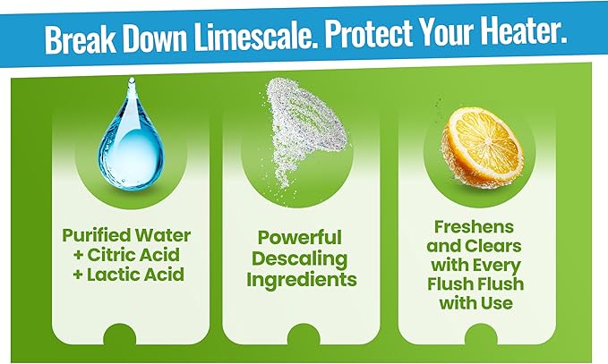Prystene Tankless Water Heater Descaler Solution (32 Fluid Ounces) - Professional-Grade Descaler/Cleaner Restores Heating Efficiency. Easy to Use, Food Grade Ingredients, Biodegradable, Made in USA.