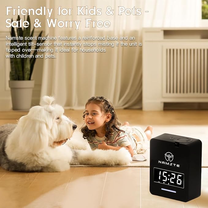 Smart Waterless Diffuser HVAC Scent Machine with Clock & Bluetooth Control 3000 Sq.Ft - Essential Oil Level Monitoring 300ML Diffusers Cold Air Tech for Large Room Home Office Aromatherapy