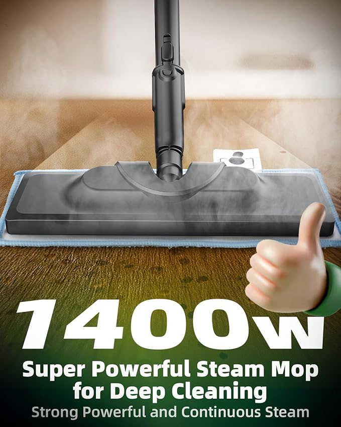 Steam Mop with Detachable Handheld Steam Cleaner for Home, 12-in-1 Multi Accessories, Quick 15s Heat, 221°F Floor Steamer & 320ml Water Tank, Powerful Steamer for Cleaning Floor, Carpet, Windows, Tile