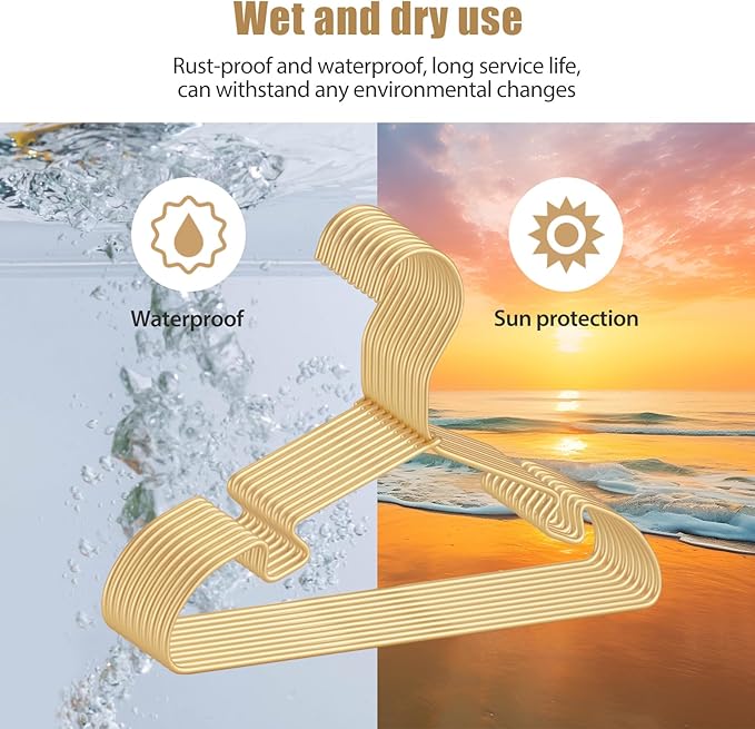 VWV Gold Aluminum Hanger, 30 Pack Baby Hanger，12.6 Inch Children Baby Hanger, Sturdy Metal Children Clothes Hanger for Wardrobe, Space-Saving Toddler Hanger