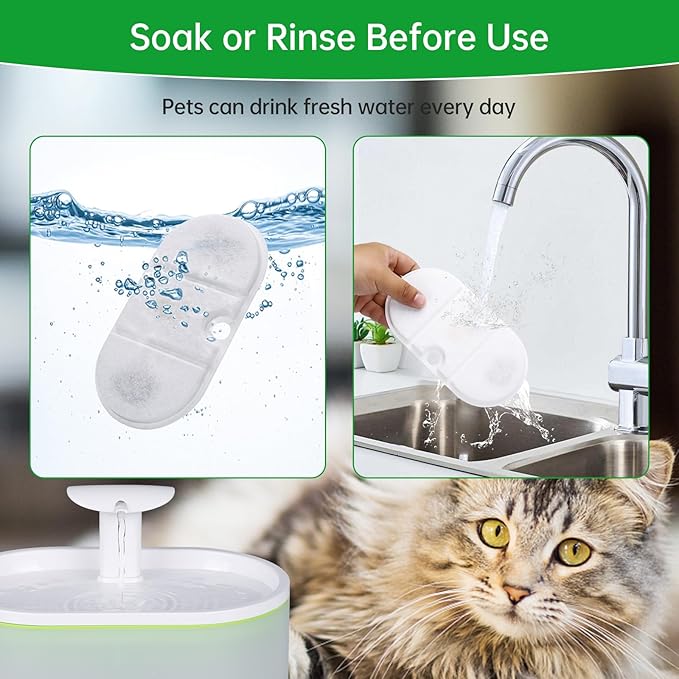 16 Packs Replacement Filters Compatible with Capsule Cat Water Fountain PLWF002, 16 Replacement Carbon Filters & 16 Sponges for 71fl oz/2.1L Ultra Quiet Pet Water Dispenser
