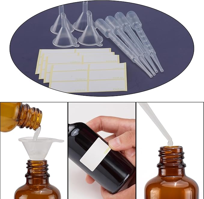 YIZHAO Clear Glass Spray Bottles 1oz, with Small Fine Mist Spray, Metal Cap, Refillable for Essential Oil,Travel,Cleaning,Perfume,Aromatherapy,Makeup – 24 Pcs