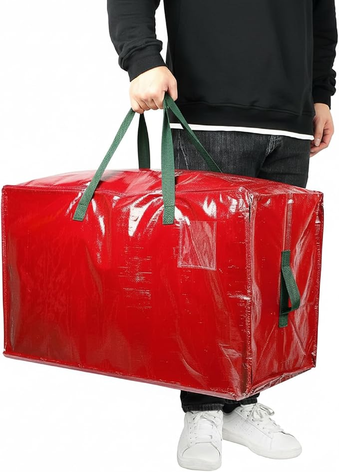 Shappy 6 Pcs Heavy Duty Christmas Storage Bags Extra Large Ornaments Container Moving Bags Xmas Decoration Organizer Storage Bag(red,30 x 16", 24 x 16", 20 x 16")