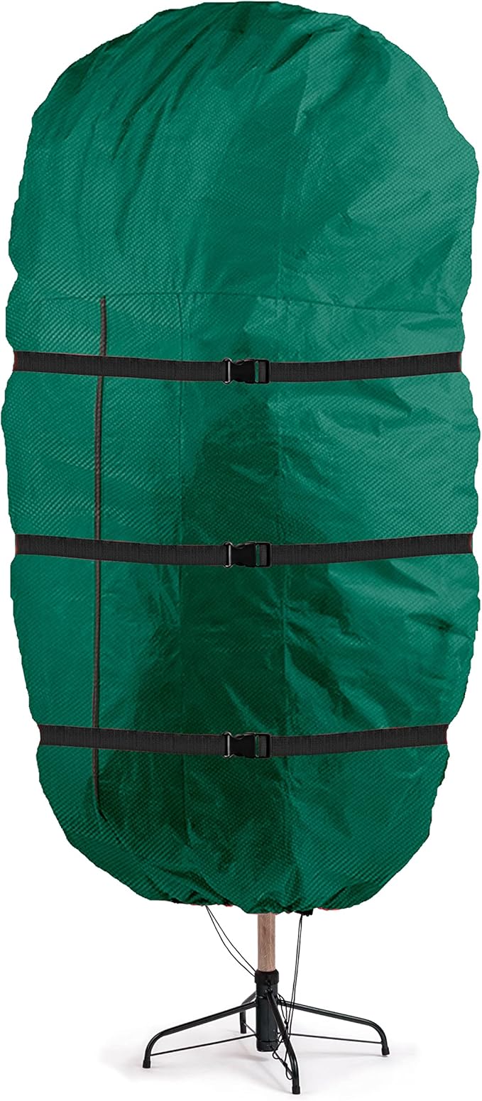 ZOBER Upright Christmas Tree Storage Bag With Drawstring Hem- Fits 9 Ft Trees - Oxford Waterproof Fabric Christmas Tree Bag For Storage Box For Xmas - Strong, Durable Straps & Handles - Green