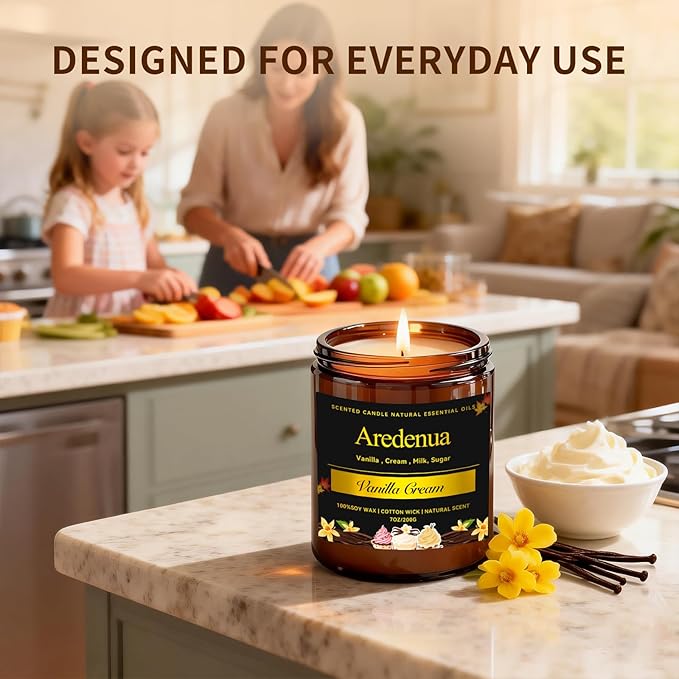 Vanilla Cream Odor Eliminating Candles – Home Deodorizing Soy Candles for Removing Pet, Kitchen & Bathroom Odors, Fresh Air Scented Candle with Clean Vanilla Aroma, Long-Lasting Odor Remove Candle