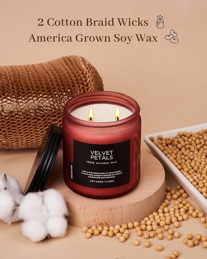 M&SENSE Sandalwood Rose Scented Candles for Home, 70 Hour Long Lasting 11.6oz Organic Natural Soy Wax Luxury Floral Scented Candle Gifts for Valentine's Day