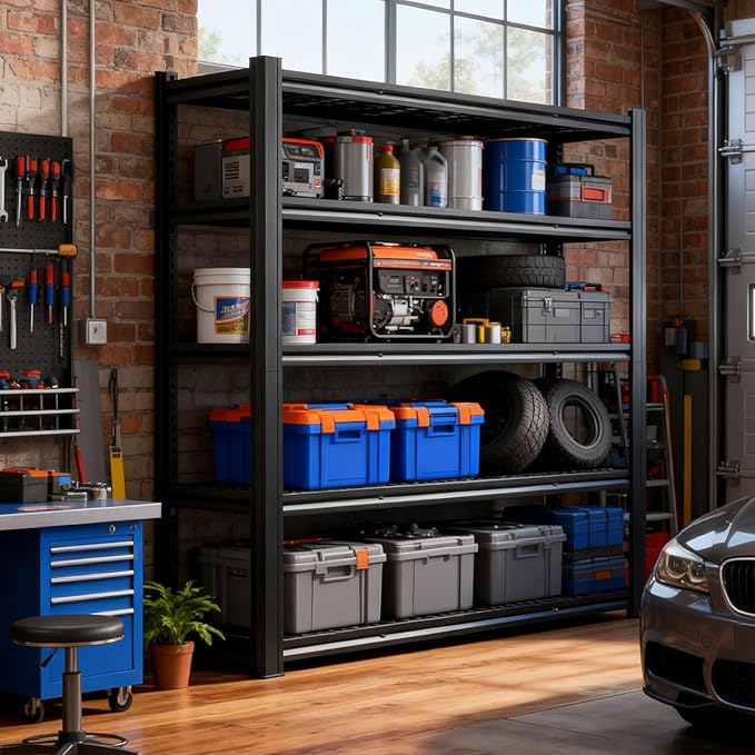 CXDMB Garage Shelving, Heavy Duty Storage Shelves Metal Shelf Unit Adjustable Industrial Storage Racks for Shop,Warehouse,Basement (84H*62W*24D, 5)