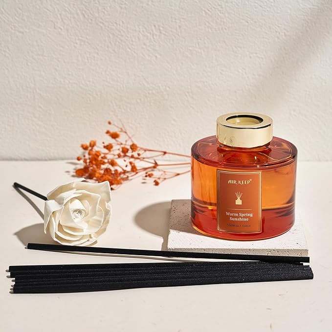 Airkeep Flower Reed Diffusers Set, 5.07 oz Freesia/Passion Fruit/Orange Scented Oil Diffuser with 8 Reed Sticks, Home Fragrance Diffuser Gift Set for Bathroom & Office Decor 150ml