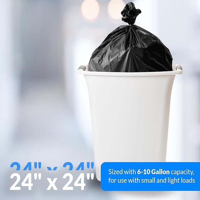 Reli. 6-10 Gallon Trash Bags | 1000 Bags | Black | Bathroom | Strong | Garbage