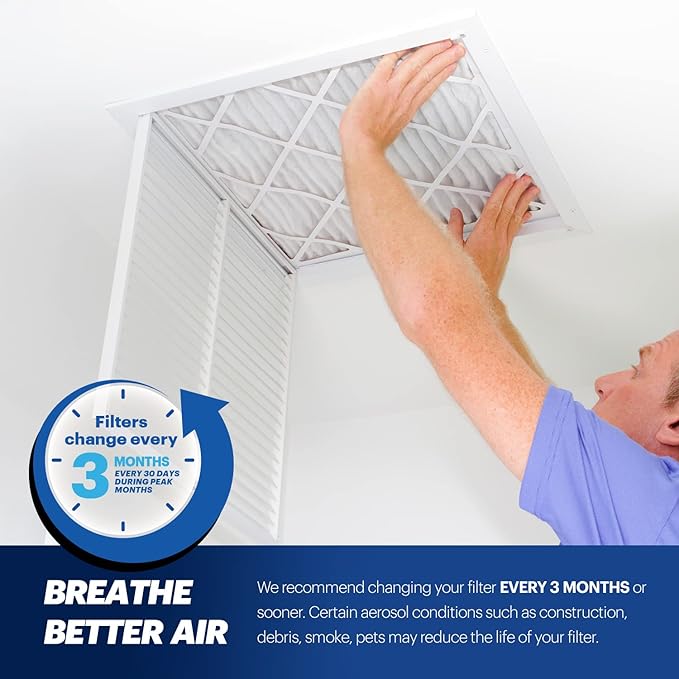 BNX TruFilter 20x24x1 Air Filter MERV 13 (12-Pack) - MADE IN USA - Electrostatic Pleated Air Conditioner HVAC AC Furnace Filters for Allergies, Pollen, Mold, Bacteria, Smoke, Allergen, MPR 1900 FPR 10